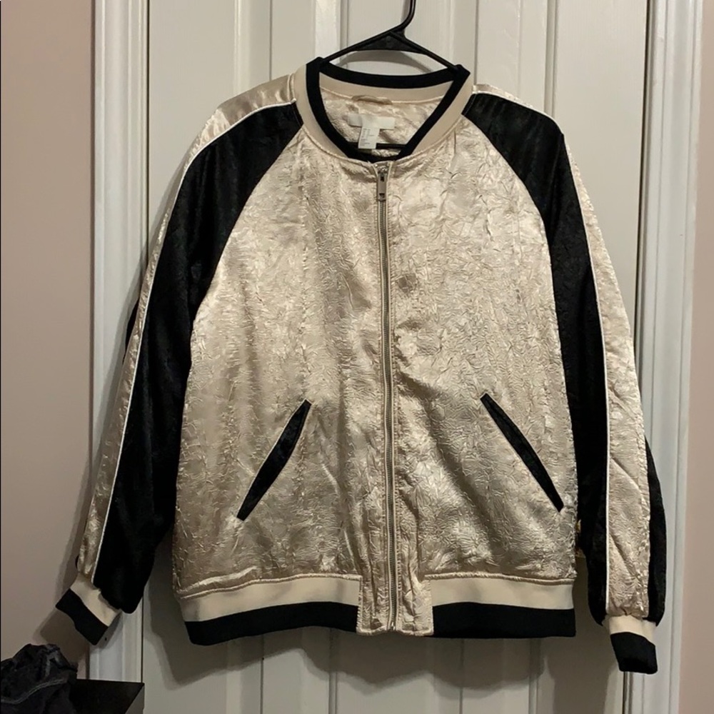 Black and gold bomber jacket